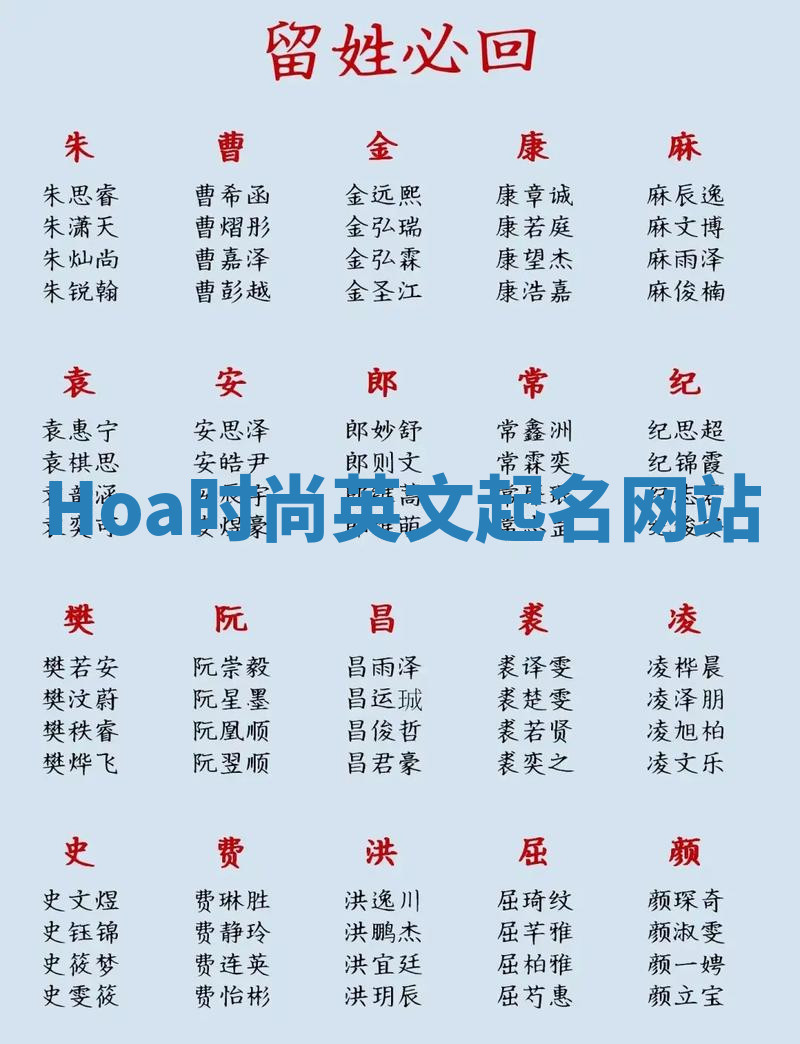 Hoa时尚英文起名网站