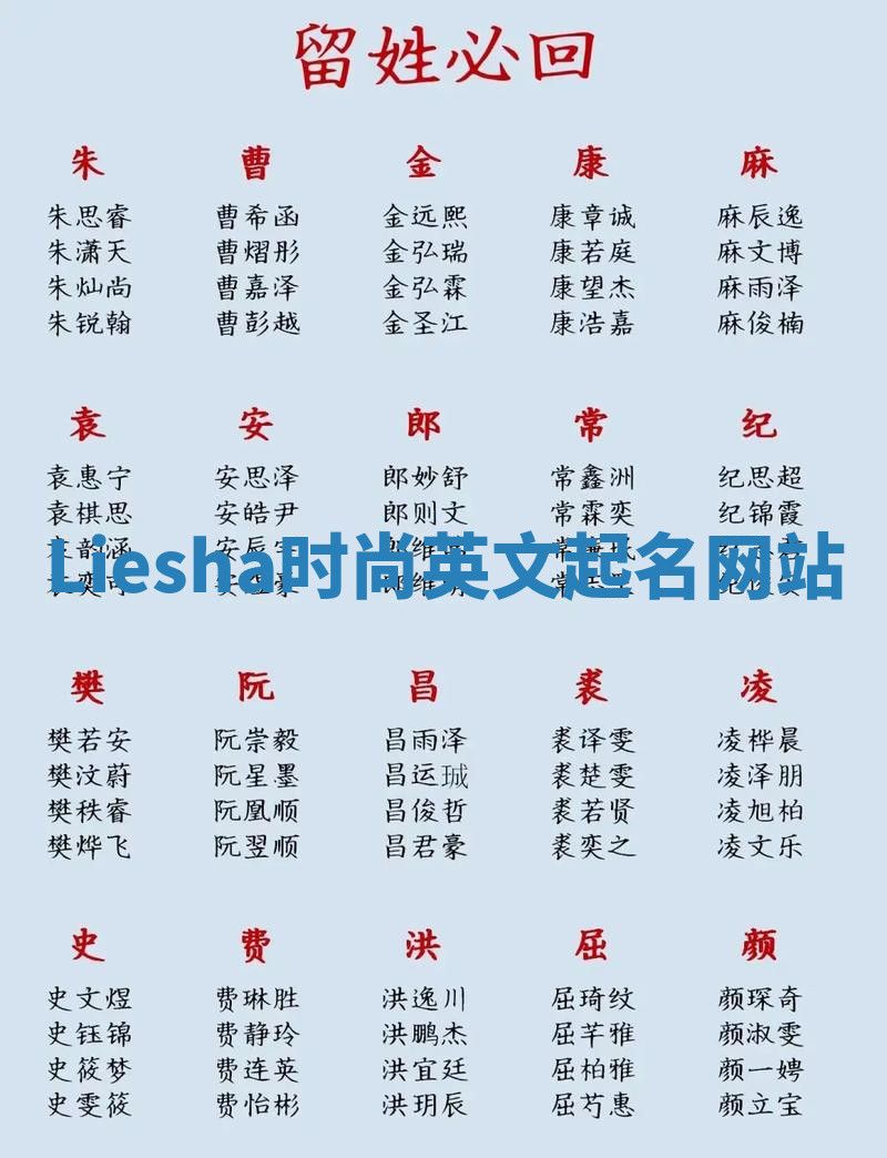 Liesha时尚英文起名网站