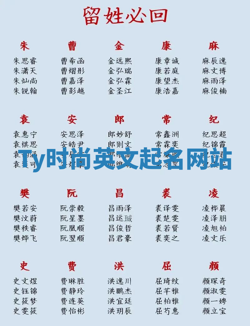 Ty时尚英文起名网站