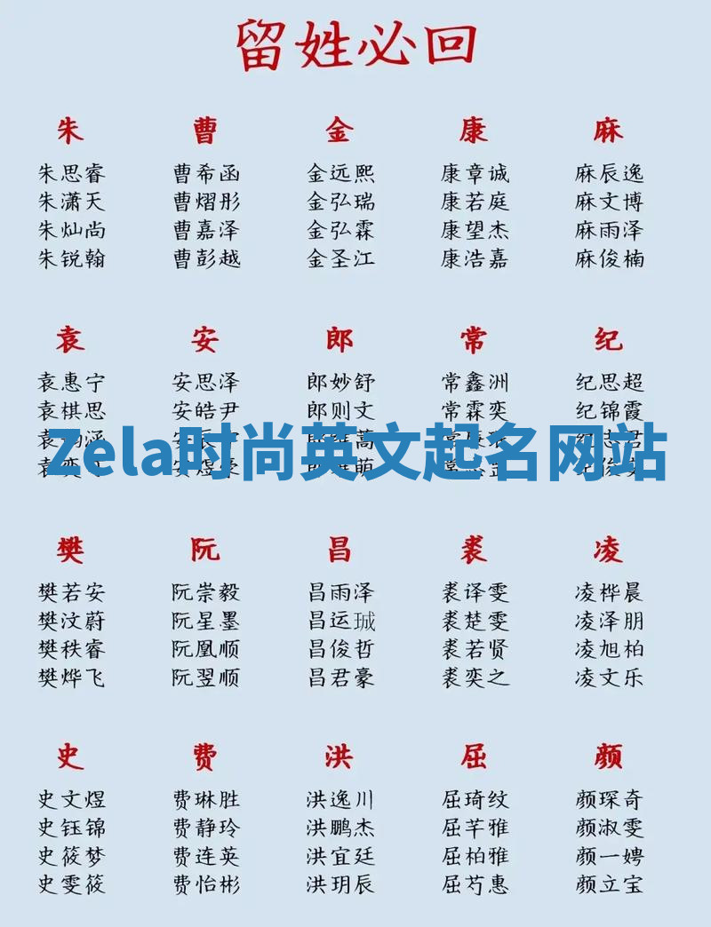 Zela时尚英文起名网站 Zela时尚英文起名网站